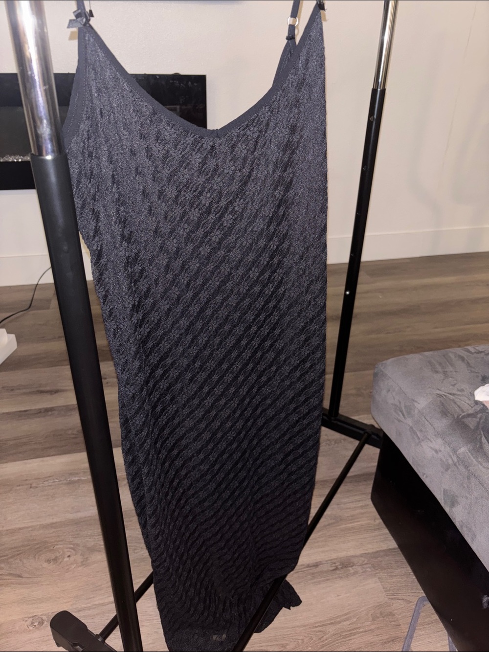 Wild Fable Black Textured Maxi Slip Dress XL